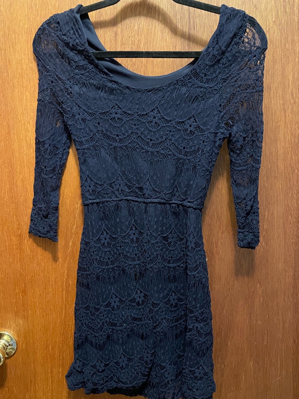Rue21 Navy Blue Lace Long Sleeve Sheath Dress